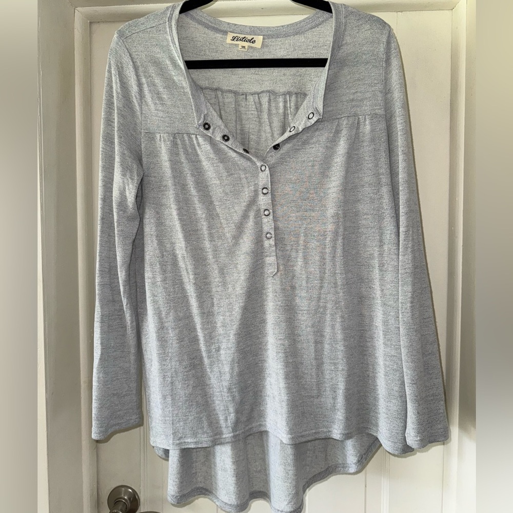 High Low Henley Long Sleeve Tunic